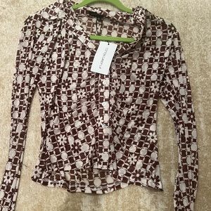 Brown and white mesh shirt/sweater
